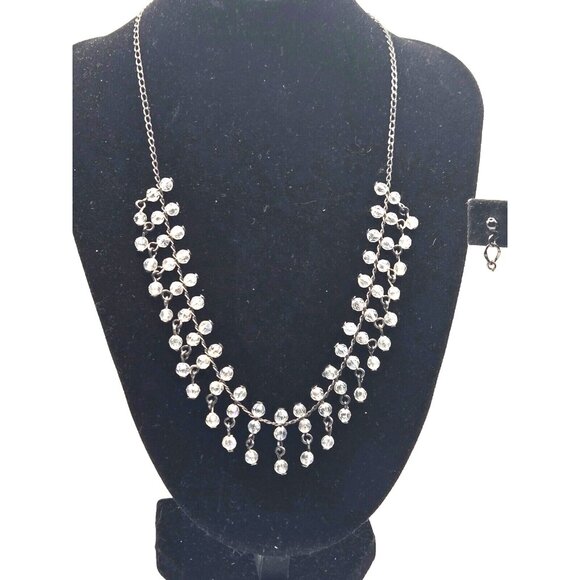 EVITA PERONI signed Iridescent Crystal bead necklace and pierced earring set - Picture 3 of 5